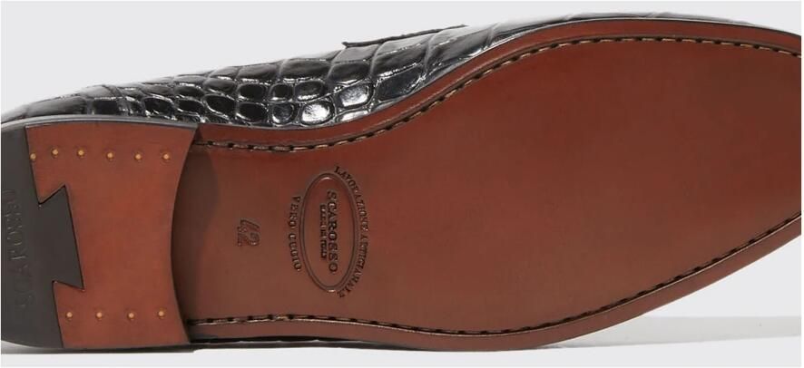 Scarosso Zwarte Croco Horsebit Loafer