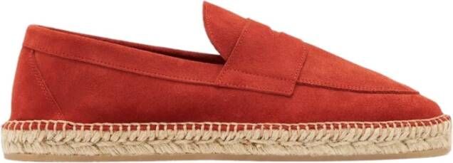 Scarosso Suede Penny Loafer Espadrilles Red Heren