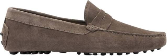 Scarosso Taupe Suede Penny Driving Loafers Brown Heren