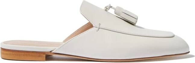 Scarosso Witte Leren Tassel Mules White Dames