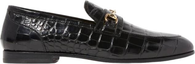 Scarosso Zwarte Croco Horsebit Loafer Black Heren