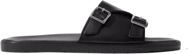 Scarosso Zwarte Leren Monkstrap Sandalen Zwart Heren