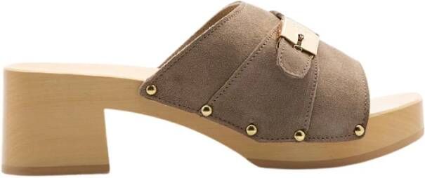 Scholl Beige Suède Klompen Beige Dames