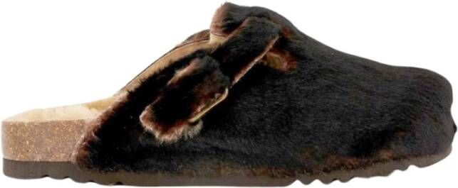 Scholl Bruine Faux Fur Slof Nieuw Model