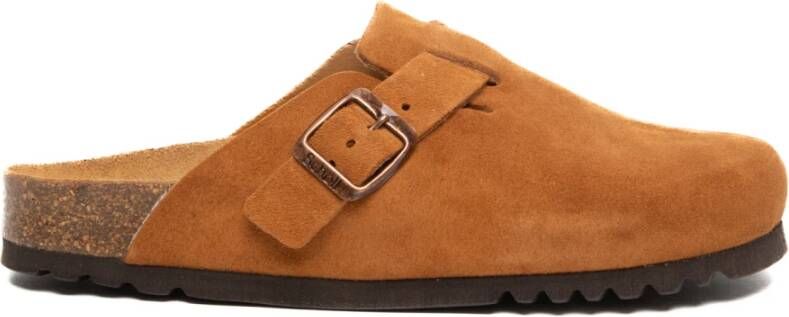 Scholl Bruine leren sandalen met verstelbare gesp
