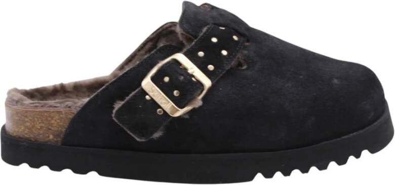 Scholl Klomp Benny Suède en Echt Bont Vrouwen Zwart - Foto 4