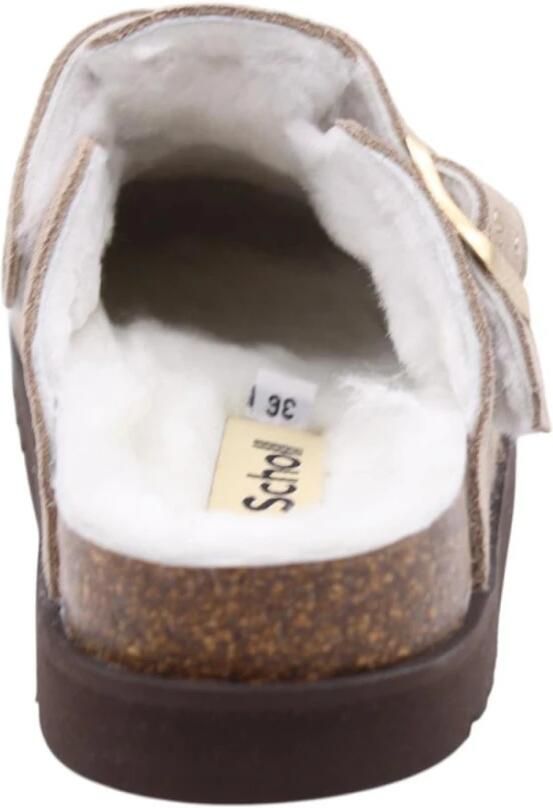 Scholl Klomp Benny Suède en Echt Bont Vrouwen Donkerbeige - Foto 4