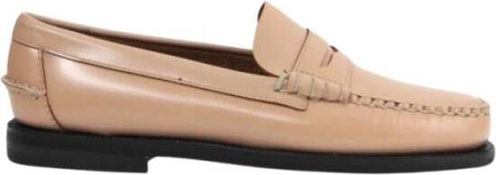 Sebago Beige Leren Mocassins Beige Dames