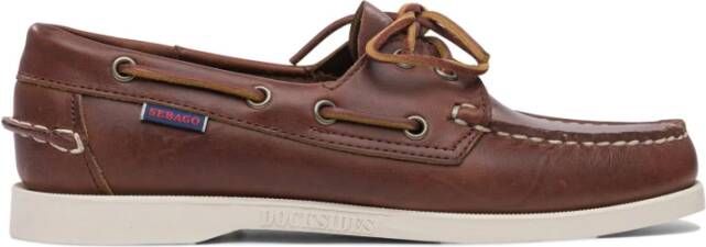 Sebago Bruine Leren Loafers voor Vrouwen