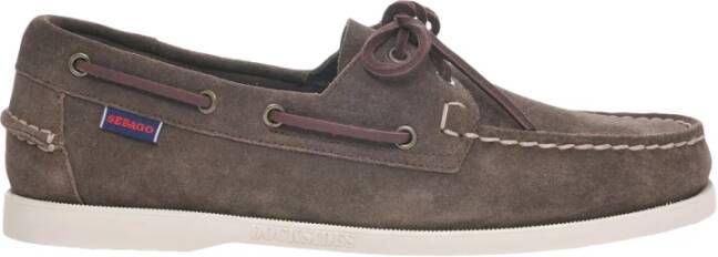 Sebago Bruine Leren Platte Schoenen