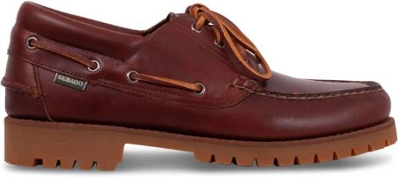 Sebago Handgemaakte Camelkleurige Leren Bootschoenen Brown Heren