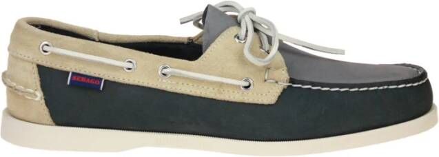 Sebago Dockside Portland Spinnaker Nubuck Blue Navy Offwhite - Foto 3