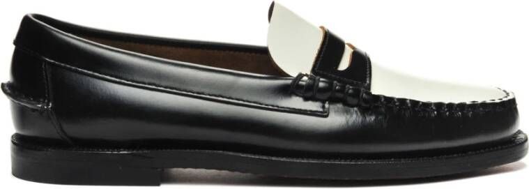 Sebago Geborsteld leren mocassin voor vrouwen Black Dames