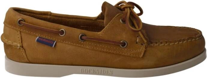 Sebago Handgemaakte Kameel Leren Bootschoenen Brown Heren