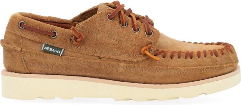 Sebago Handgemaakte Suède Mocassin in Kameelkleur Beige Heren