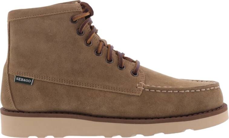 Sebago Beige Suède Enkellaarsjes met Halfhoge Schacht