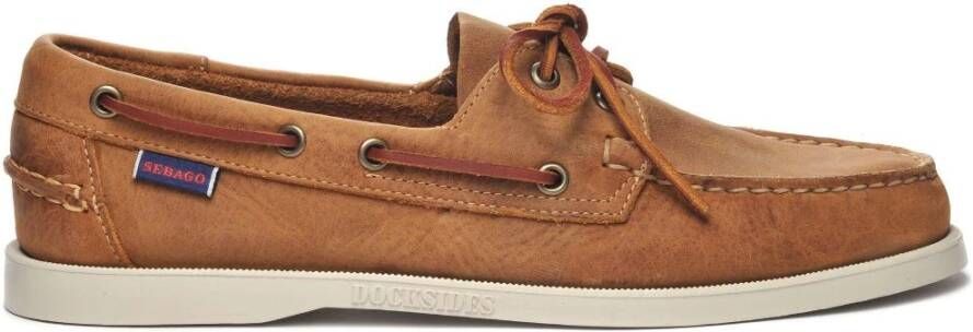 Sebago Docksides Portland Bruin Leren Bootschoenen Brown Heren