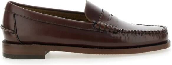 Sebago Klassieke bruine loafers met verhoogde stiksels