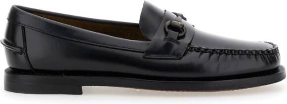 Sebago Zwarte leren loafers met Horsebit-detail