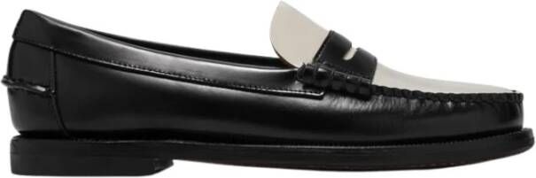 Sebago Klassieke met de hand genaaide leren loafers Black Dames