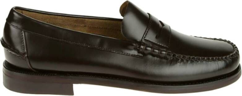 Sebago Bruine Loafer Schoen Leer Rubber Hak Brown Heren
