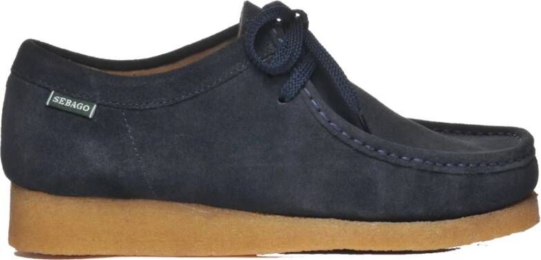 Sebago Handgemaakte Koala Suède Schoenen Blauw Marine