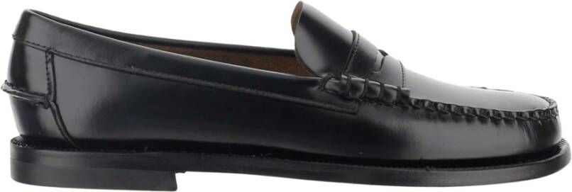 Sebago Loafer gemaakt van glad geborsteld lederen aan de hand stikseltoon op toon rubberen hak lederen zool zwart gemaakt in Mexico Compositie: leer Black Dames