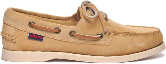 Sebago Platte Beige Zijde & Nylon Schoenen