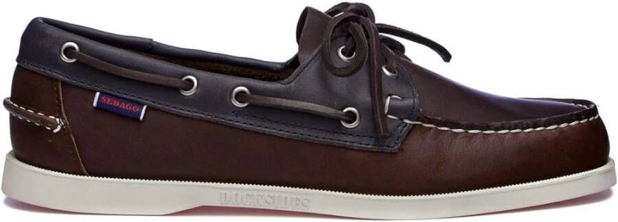 Sebago Nautische Loafers Cognac Blauw Navy Brown Heren