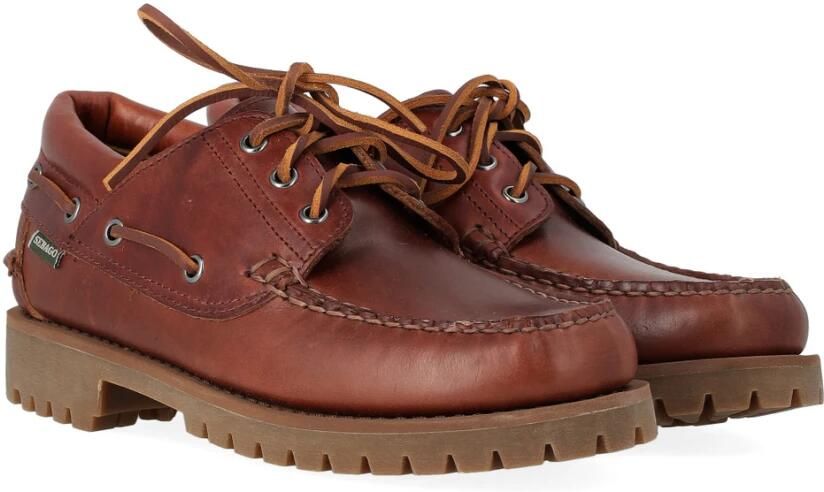 Sebago Handgemaakte Camelkleurige Leren Bootschoenen Brown Heren - Foto 11