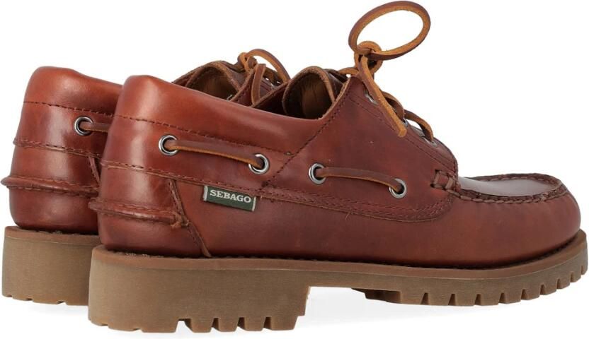 Sebago Handgemaakte Camelkleurige Leren Bootschoenen Brown Heren - Foto 12