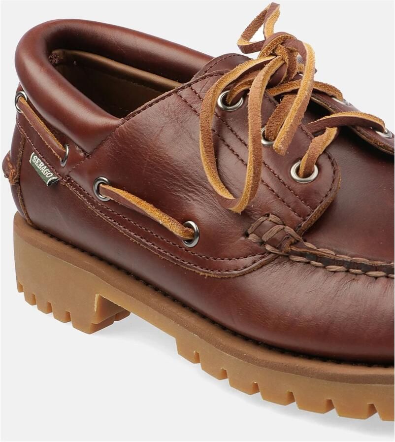 Sebago Handgemaakte Camelkleurige Leren Bootschoenen Brown Heren - Foto 8