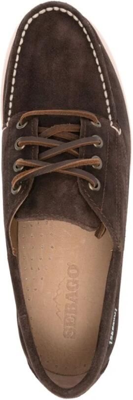 Sebago Donkerbruine Suède Veterschoenen Brown Heren
