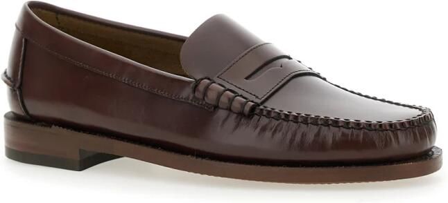 Sebago Klassieke bruine loafers met verhoogde stiksels