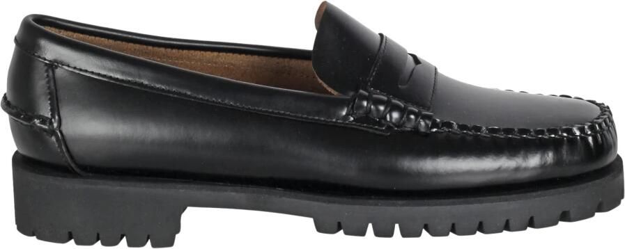Sebago Zwarte leren platte schoenen voor het winterseizoen Black Dames - Foto 17