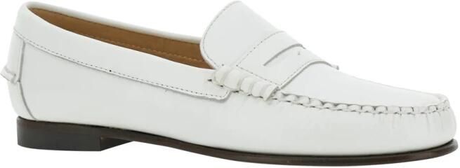 Sebago Witte Leren Loafers met Schuine Neus