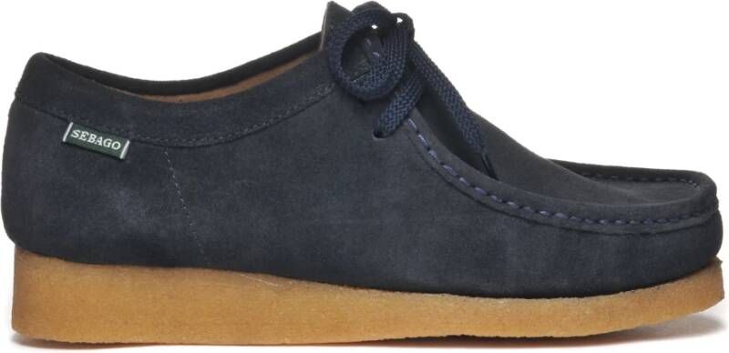 Sebago Handgemaakte Koala Suède Schoenen Blauw Marine