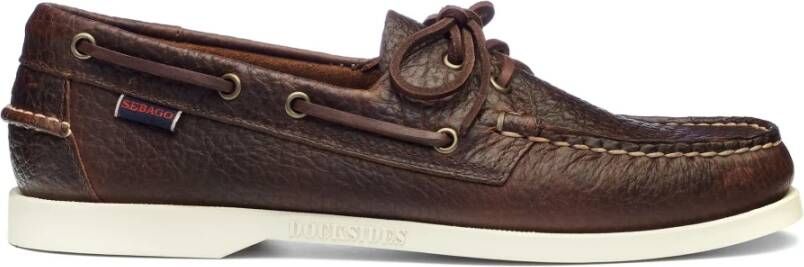 Sebago Donkerbruine Gestructureerde Loafer Brown Heren