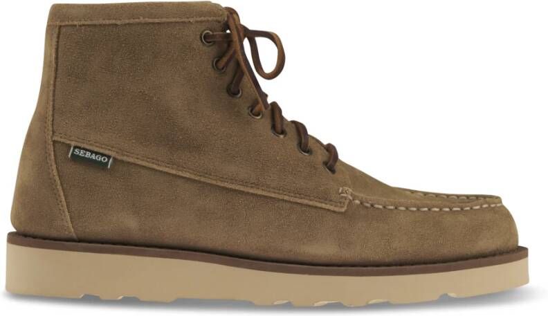 Sebago Beige Suède Enkellaarsjes met Halfhoge Schacht