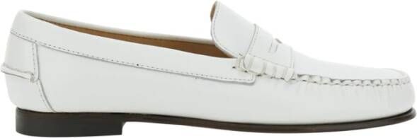 Sebago Witte Leren Loafers met Schuine Neus