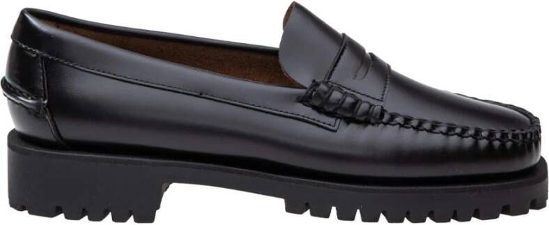 Sebago Zwarte Leren Loafers voor Vrouwen