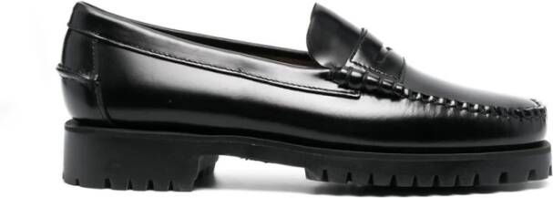 Sebago Zwarte leren lug loafers Black Dames