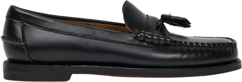 Sebago Zwarte Leren Penny Loafer Schoenen Black Dames