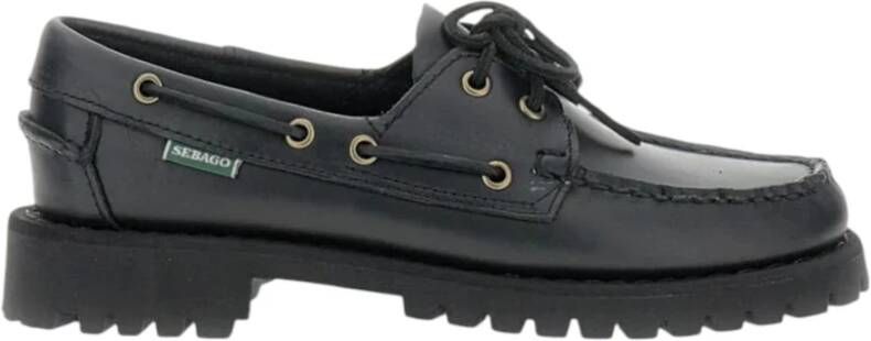 Sebago Zwarte Waxy Loafer Damesschoenen
