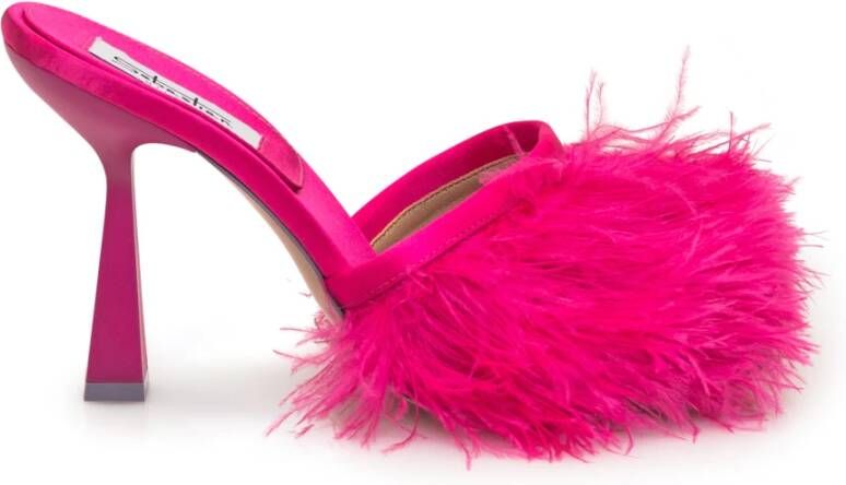 Sebastian Milano Zwarte Veren Hak Muiltje Sandalen