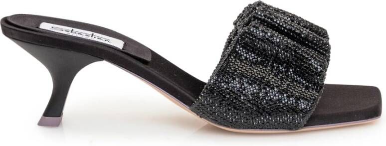 Sebastian Milano Zwarte Strass Hakken Muiltjes Black Dames