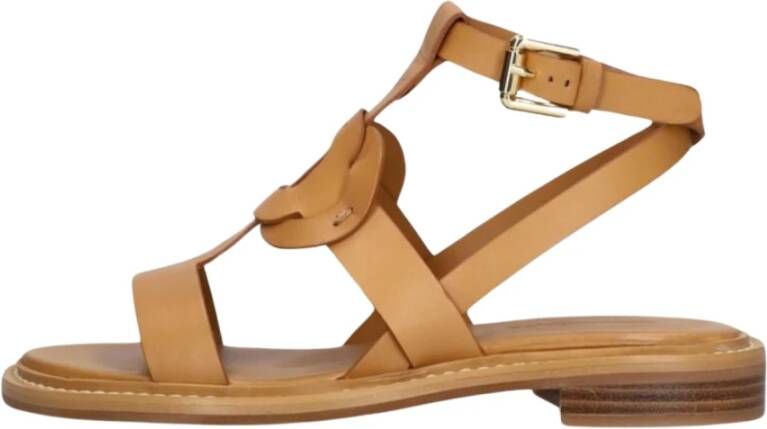 See by Chloé Bruine Leren Sandalen met Gouden Gesp Brown Dames - Foto 3