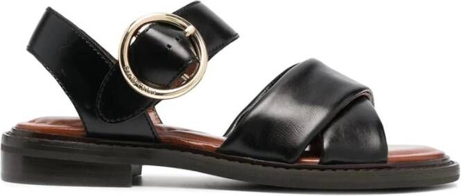 See by Chloé Stijlvolle platte sandalen voor vrouwen Black Dames