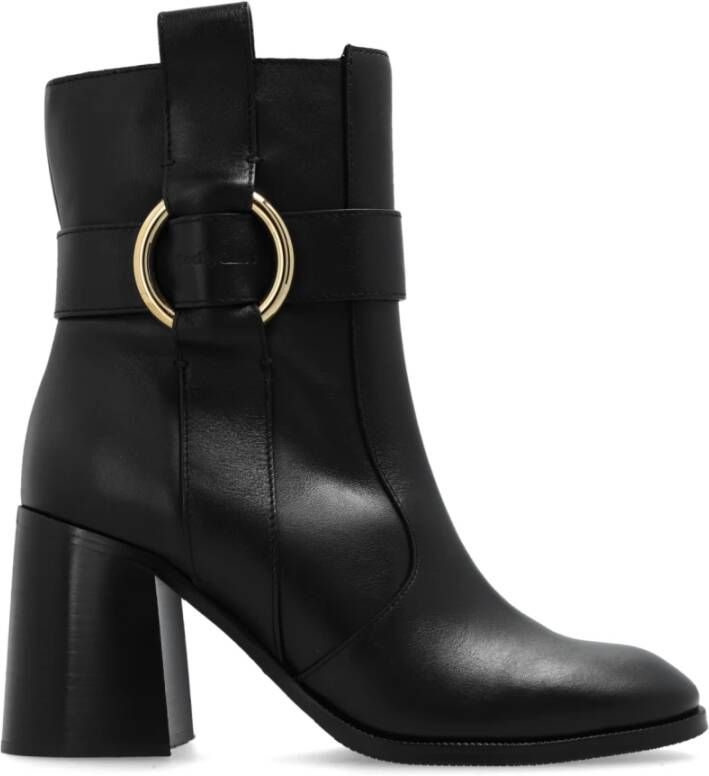 See by Chloé Gehakte enkellaarzen 'Zelda' Black Dames