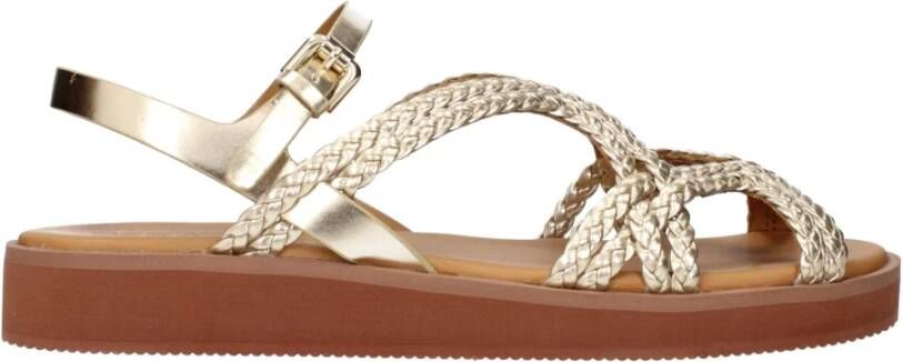 See by Chloé Gouden Platte Sandalen met Polyurethaan